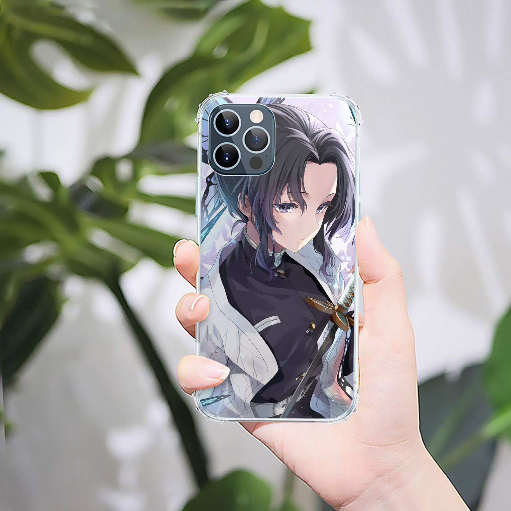 （画像用） 鬼滅の刃（きめつのやいば）蟲柱-胡蝶 しのぶ／こちょう しのぶ Kochou Shinobu 【iPhone 12シリーズ対応】透明スマホケース（クリアソフトケース）